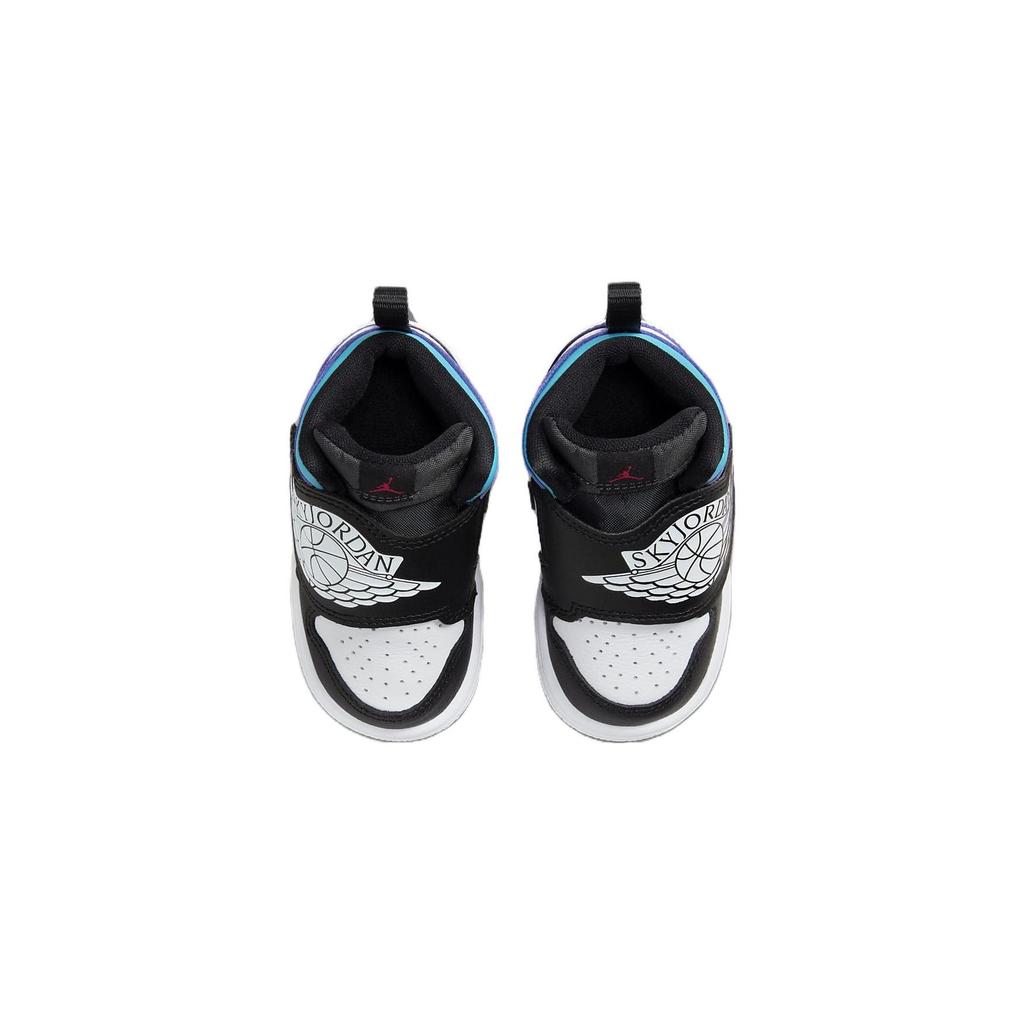 Jordan Air Jordan 1 Sky Comfortable Cushioning, Wear Resistant Mid Top Toddler Shoes Black White Infant And Toddler BQ7196-154