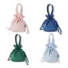 Solid Color Drawstring Bag Storage Cloth Handbag Sweet Cosmetic Bag  Female