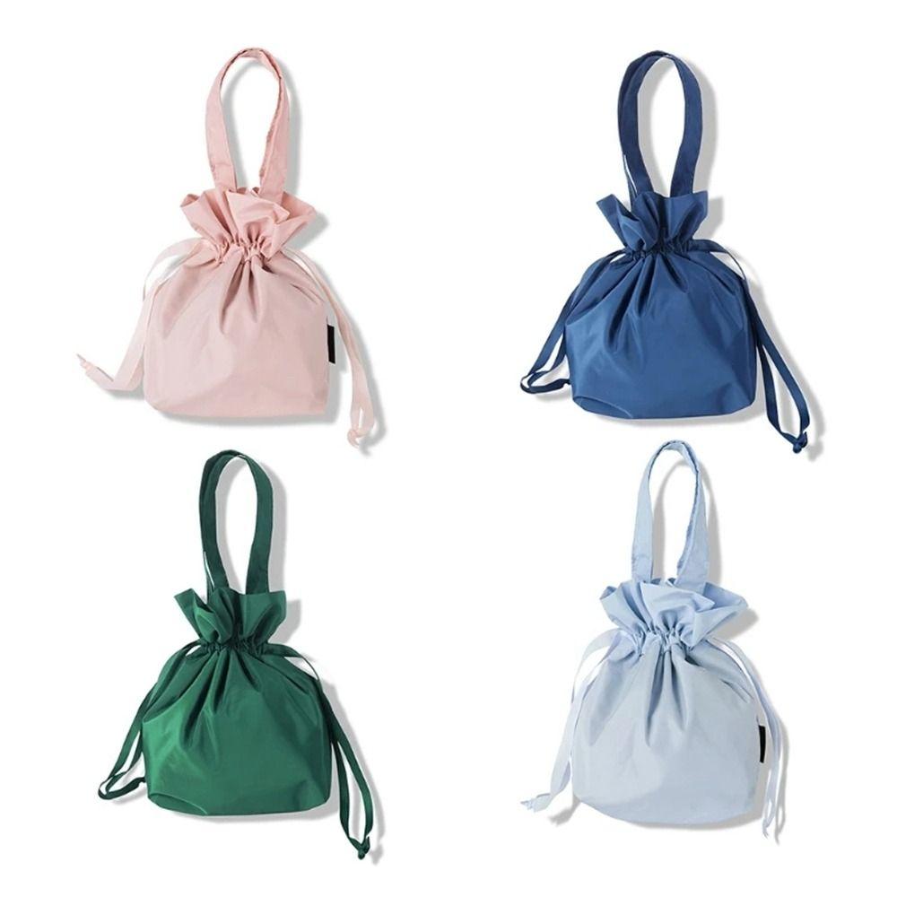 Storage Cosmetic Bag Portable Canvas Bucket Bag Cute Drawstring Bag  Girls