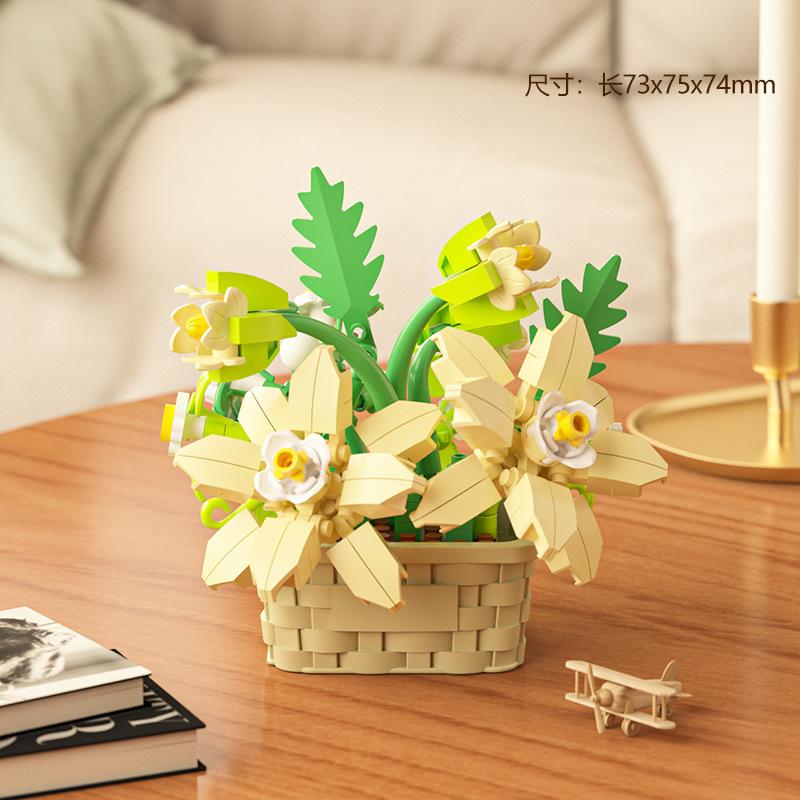 Flower Bouquet Constructor Blocks Home Decoration Flowers Building Block Toy Assembly Toy Birthday Gift for Children Girl Adults