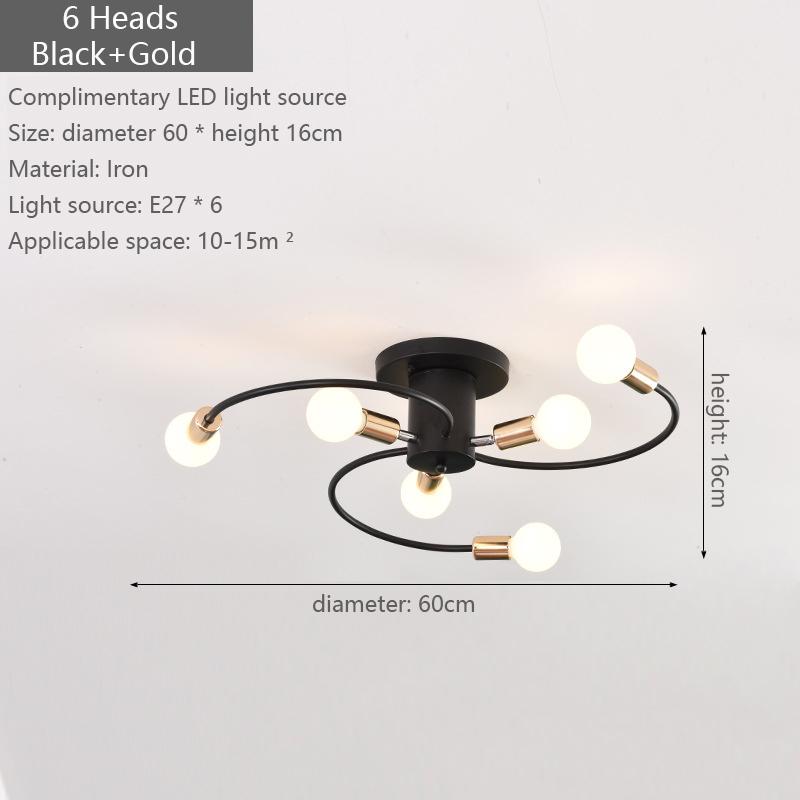 6 Heads LED Ceiling Lamp for Living Room Nordic Dome Light Home Decoration Lighting Natural Light Lighting Chandelier