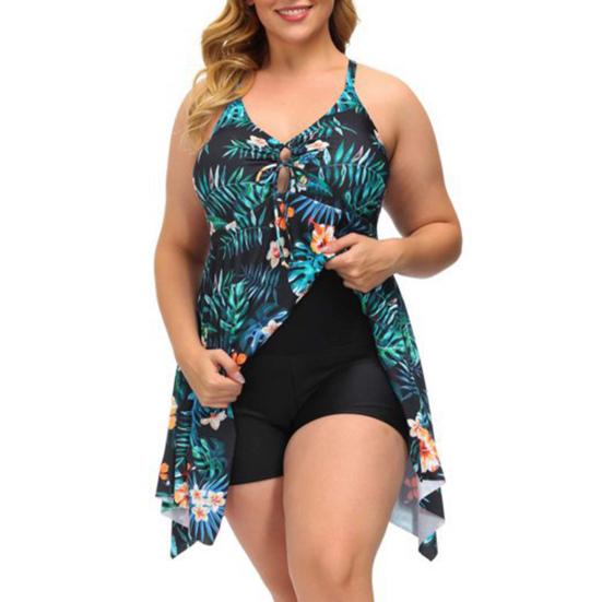 2 ks/sada dámských tankin, sada s V-kroužkem a detailem klíčové dírky, vyztužená podprsenka s vysokým pasem, sada plavek na pláž a dovolenou