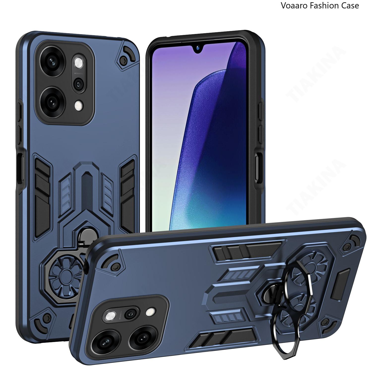

Dual Finger Ring Armor Cover for OPPO Reno 14 Pro Case for OPPO Reno 14 Rotate Metal Bracket Kickstand Holder Case Capa for Reno 14 синий