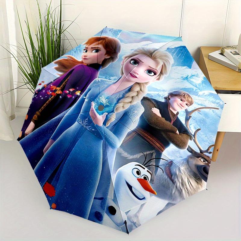 Disney Frozen, Elsa Themed Automatic Opening and Closing Folding Umbrella, Portable - Durable, 8-rib Umbrella Frame, Very Suitable for Busin