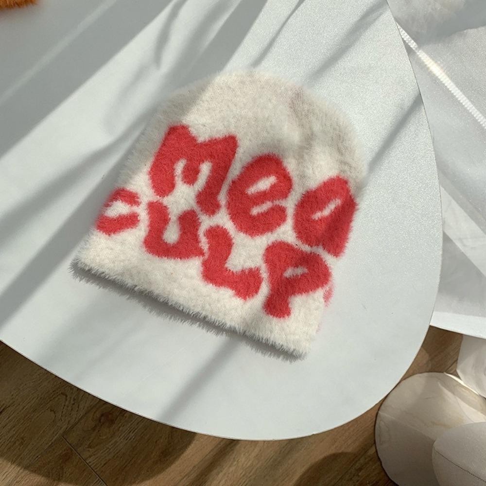 Wool Acrylic Beanie Bonnet Letter Printing Cold Cap Gothic Casual Skullies Men Women
