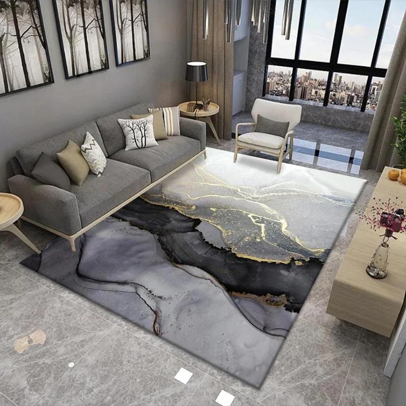 Nordic Light Luxury Marble Living Room Carpet Bedroom Art Abstract Bedside Carpets Kitchen Non-slip Balcony Study Rugs Porch Mat