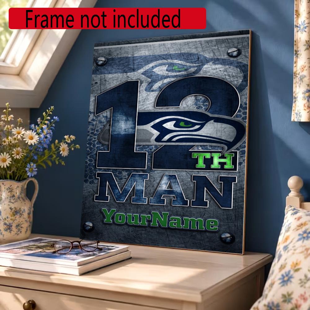 Seattle Seahawks Personalized Text Diamond Painting Round Diamond Mosaic Rhinestones Diamond Embroidery Craft Kit Wall Decor Without Frame