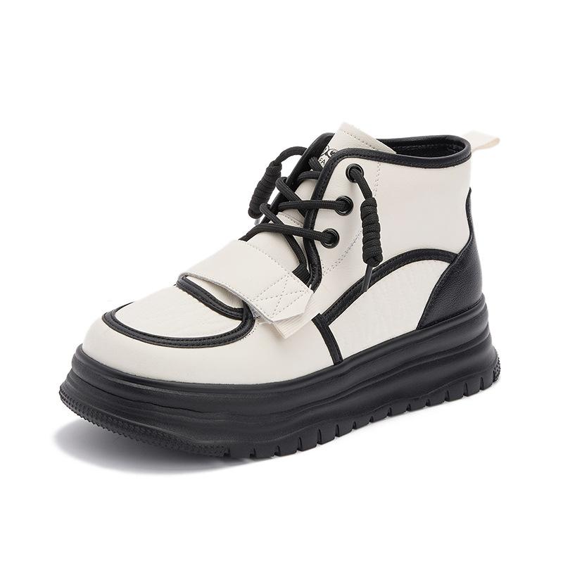 

Leather little white shoes women s 2025 new autumn platform women s shoes versatile breathable high-top shoes women s casual sports shoes 40
