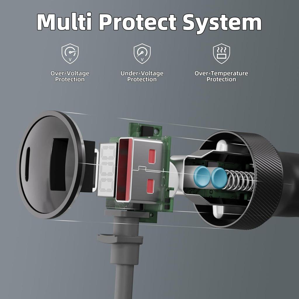 Ethernet Mini 3-in-1 Digital Display Car Cigarette Lighter DC Power Cord (3M)