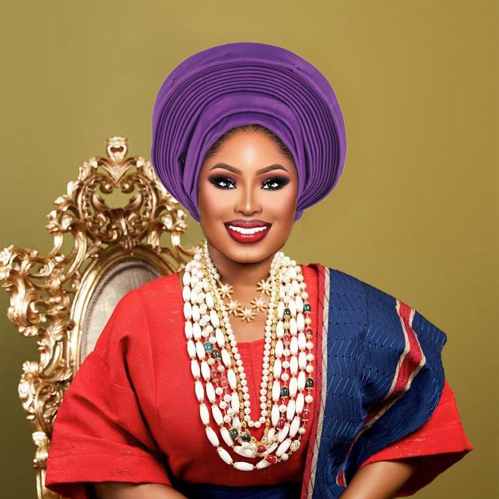 Nigeria Kopfbedeckungen Hochzeitsfeier Kopfschmuck Elegante Afrikanische Kopfbedeckung Turban Bereits Fertig Damen Auto Gele Damen Kopfwickel