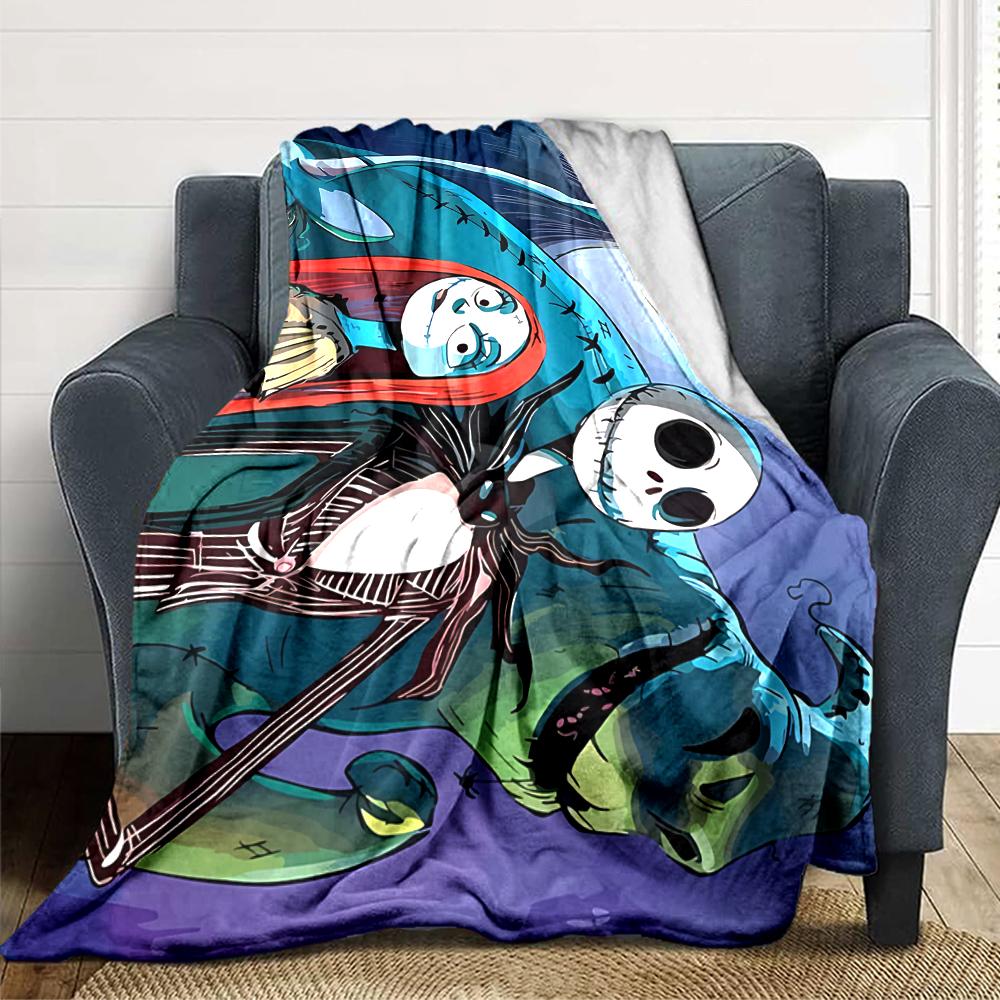 1Pc Christmas Jack Skellington Blanket Soft Throw Blanket For Home Bedroom Bed Sofa Travel Office Solid Christmas Blanket