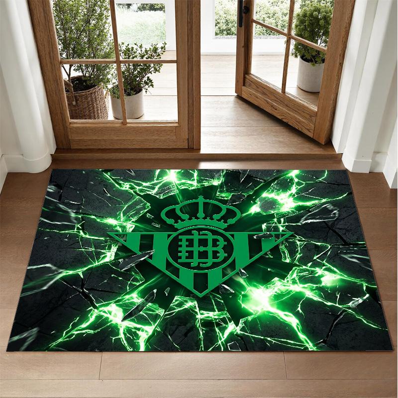 Real Betis Football Design Crystal Velvet Rug Soft Decorative Mat for Bedroom Entrance