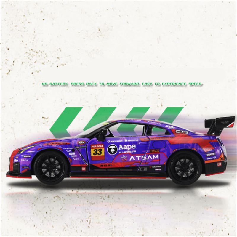 1/32 Nissan GT-R R35 NISMO EVA Racing Model Mașină Sport Aliaj Diecast Metal Jucărie Mașină de Curse de Circuit Model Sunet și Lumină Cadou Copii