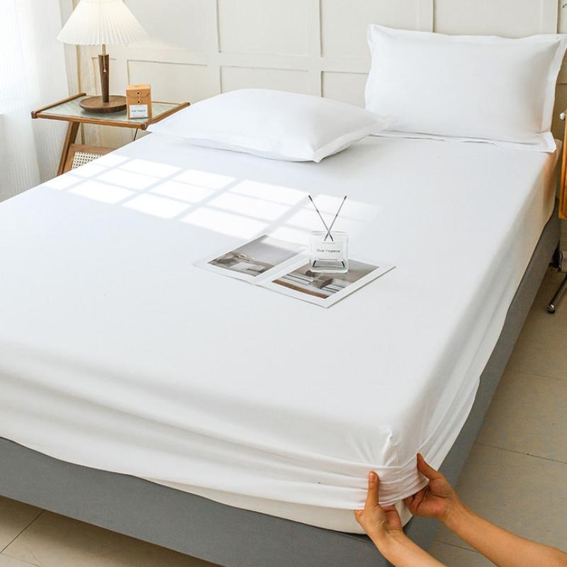 Full Package Non Slip Bedsheet Waterproof and Dustproof Mattress Protective Cover Suitable for Single Double Bed Minimalist Solid Color Bedclothes
