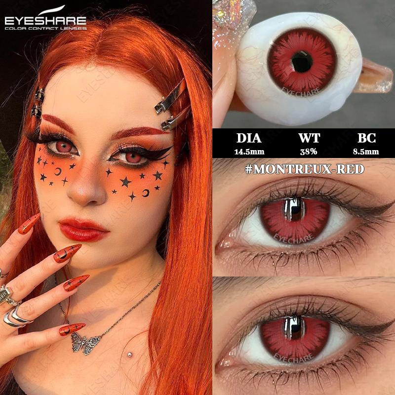 EYESHAERE 1 Pair Halloween Contact Lenses for Eyes Cosplay Lenses Anime Lenses Anime Accessories Lenses Black Lenses Red Lens