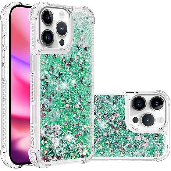 Compatible with iPhone 16 Pro Max Glitter Case Clear Flowing Liquid Quicksand Case Girly Women Sparkly Bling Soft TPU Protective Bumper Case for Love-1