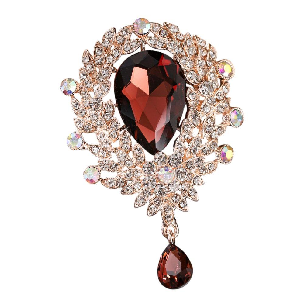 Clear Crystal Wedding Crystal Brooch Flower Design Teardrop Brooch Bridal Brooch Wedding Party