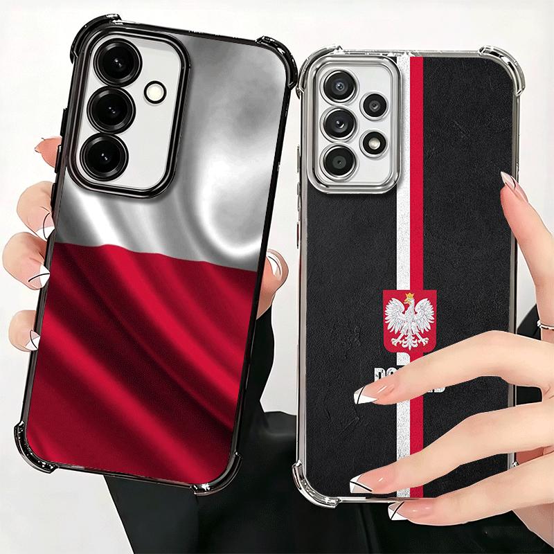 Poland Flag White Red Plating Phone Case For Samsung A17 A07 A37 A57 A16 A56 A15 A55 A14 A54 A13 A53 A26 A36 A25 A35 A24 A34 A23