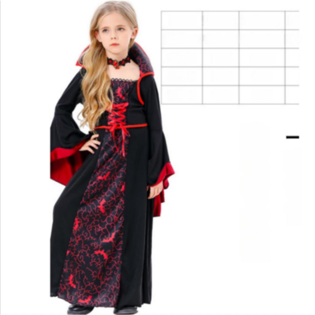 Halloween Cosplay Vampire Costume, Girl Character Dress-up Party Costume, Witch Dress