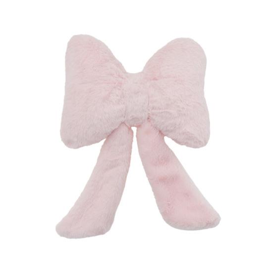 Plush Bow Car Headrest Pillow Lumbar Support Pillow Soft Comfortable Waist Pillow Elastic Bands Car Seat Back Cushion