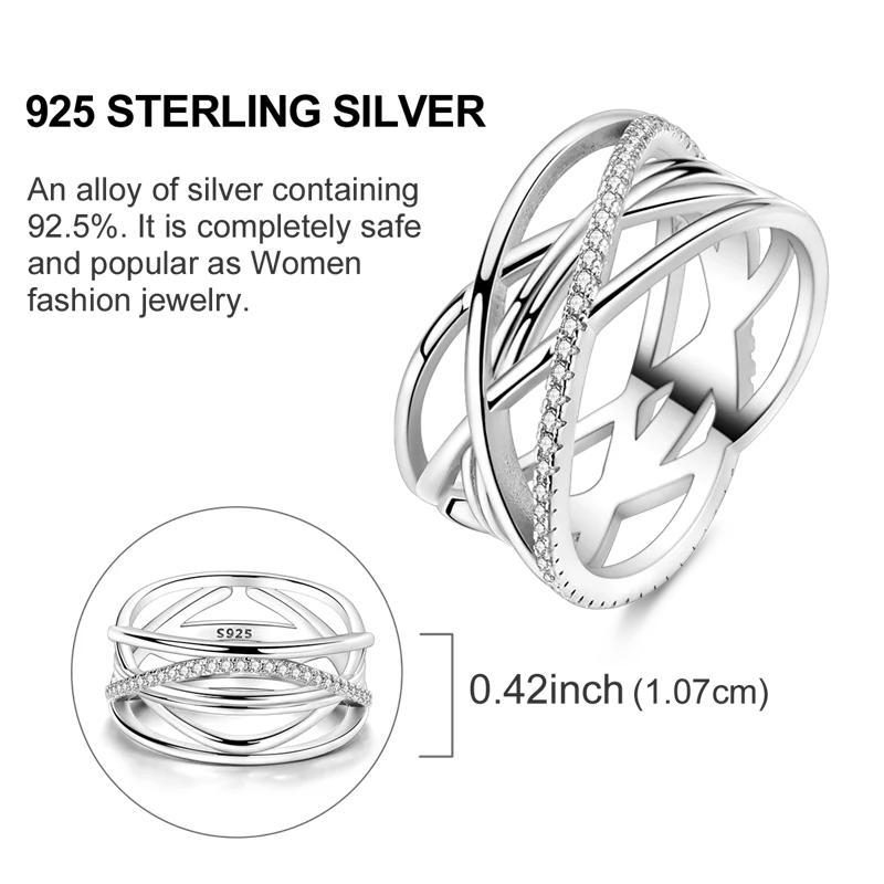 Original 925 Silver Shine Zircon Wedding Ring Simple Ring for Women Love Fashion Stackable Rings Popular Anniversary Jewelry