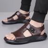 Fashion Summer New Leather Sandals for Men Fashion Casual Solid Color Dual-use Beach Shoes Male Soft Sole Designer Slipper Shoes Man