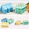 12 Grids Silicone Ice Cream Molds Non-Stick with Lid Ice Cream Trays Reusable DIY Ice Lolly Mold Homemade Ice Cream