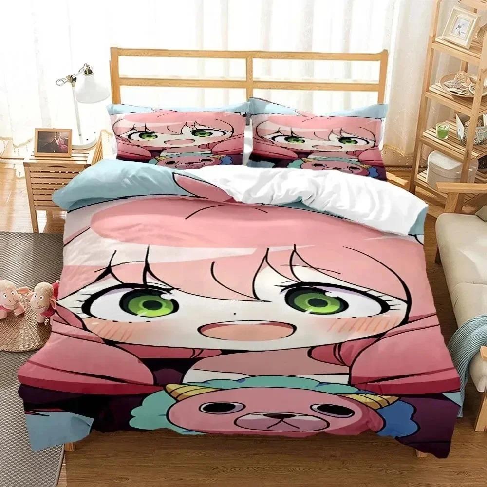 

Anime Spy × Family Anya Комплект постільної білизни Хлопчики Дівчата Twin Queen Size Підодіяльник Наволочка Ліжко Діти Дорослі Мода Домашній Текстиль EU Single 135x200cm