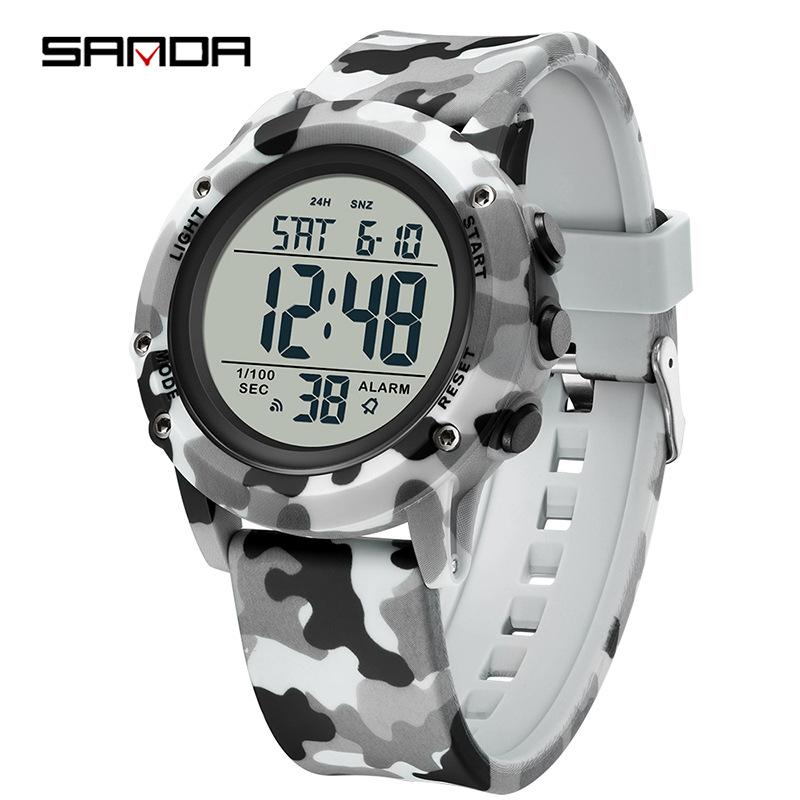 

SANDA Камуфляжные электронные часы для улицы, спортивные, светящиеся, студенческие, военные, многофункциональные цифровые электронные часы