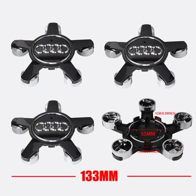 4pcs 133mm Car Wheel Rim Five Claws Center Cap Hub Covers Badge For Qaz16 A3 A4L A5 A6L A7 Q5 A8L TT R8 S6 S A1 Auto Accessories