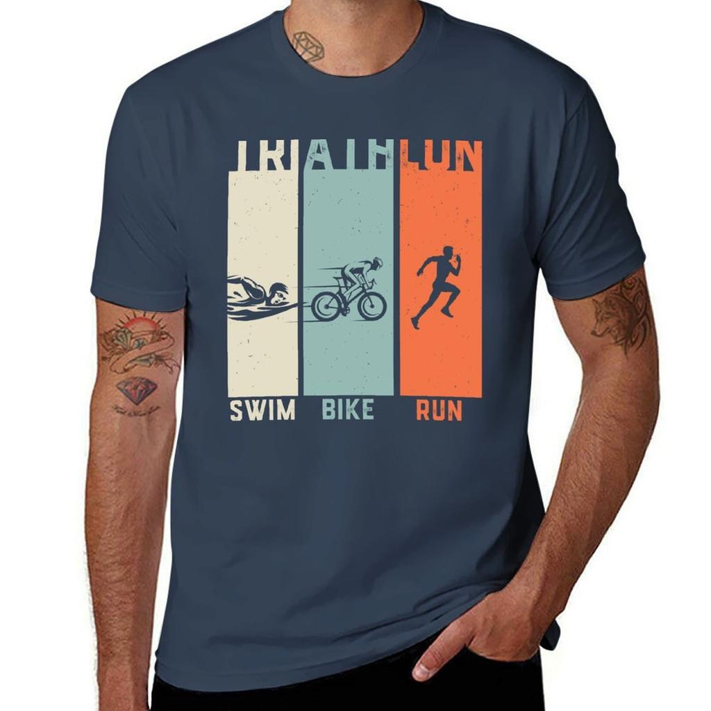 Triathlon Vintage Swim Bike Run TShirt Holiday Party TShirt for Unisex