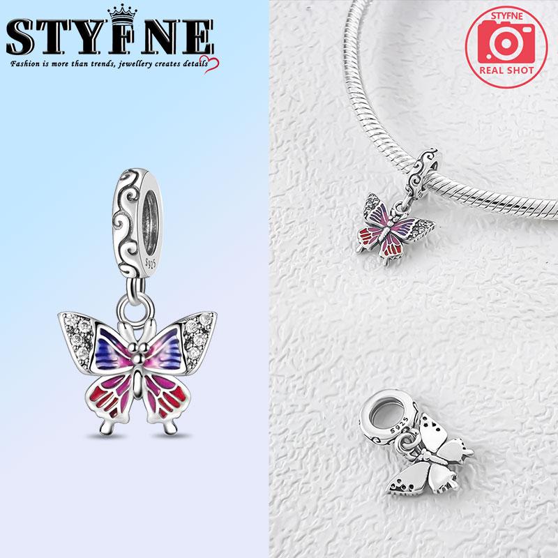 copper Butterfly Collection Color Pink Red Charm Bead Charms Bead Charms Pendant for Authentic Bracelets Woman Girl Jewellery