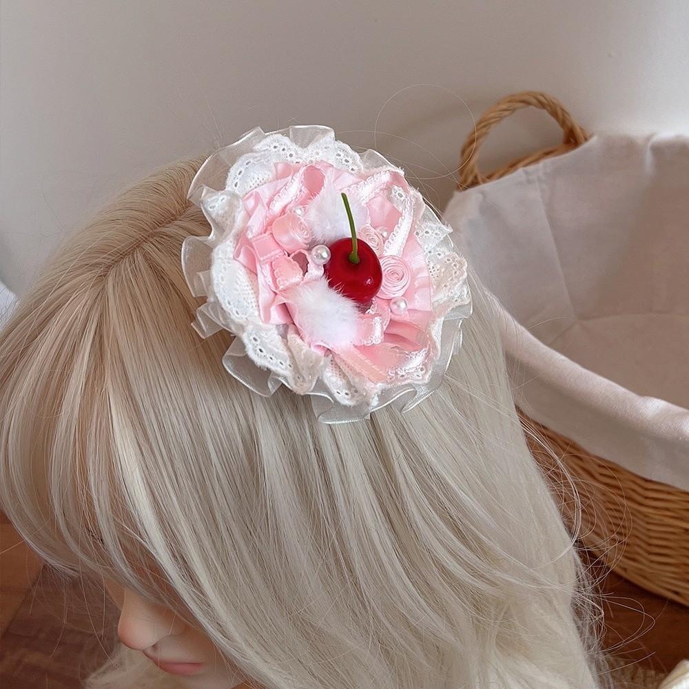 Bow Decor Mini Hat Lace Trim Lolita Headdress Elegant Bow Hairpin For Women