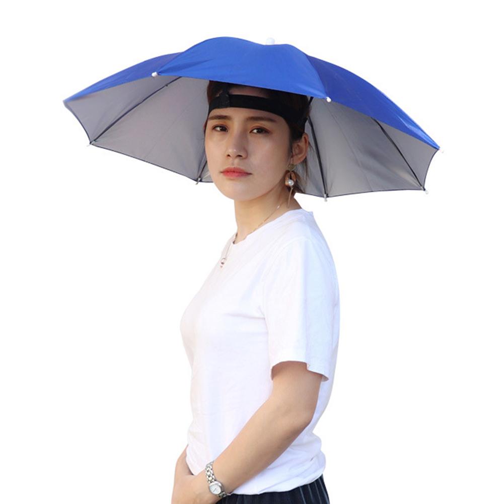 Portable Rain Umbrella Hat Army Green Foldable Fishing Headwear Cap Outdoor Sun Shade Waterproof Camping Beach Head Hats