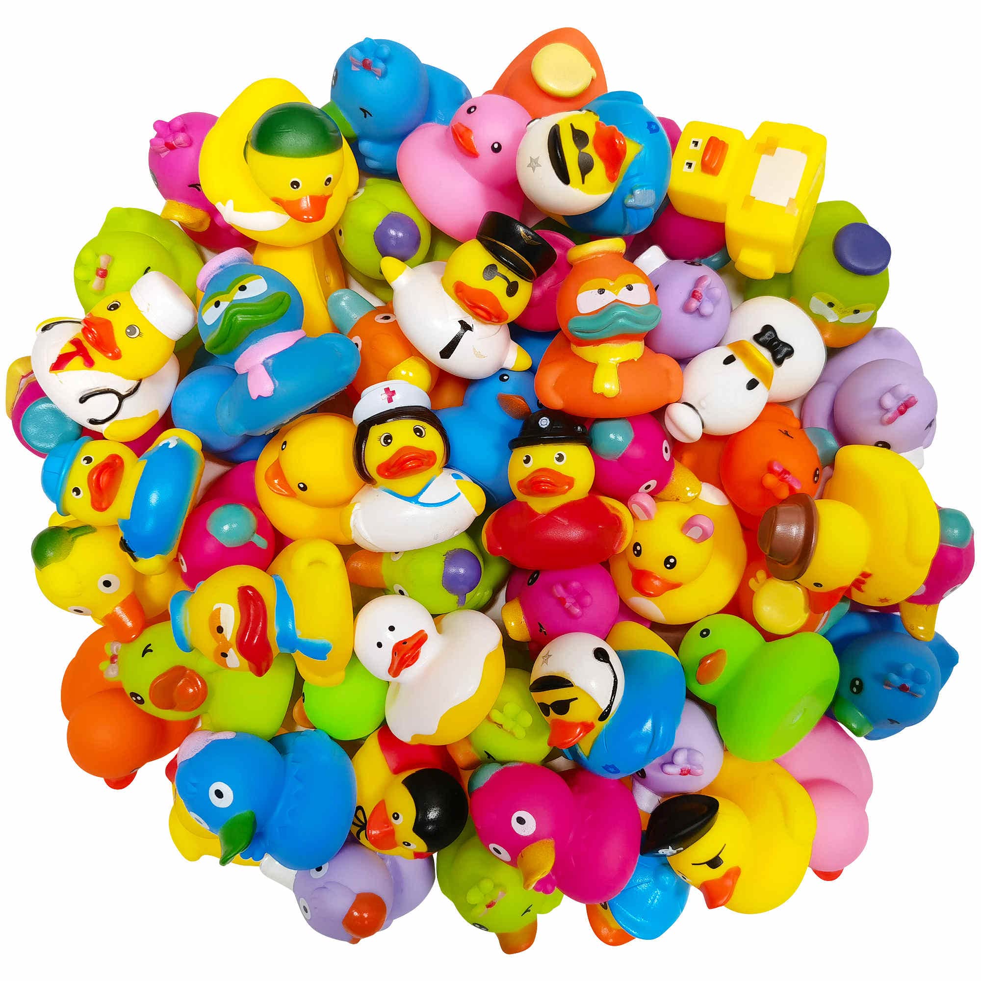

1-100Pcs Rubber Ducks In Bulk,Assortment Duckies For Jeep Ducking Floater Duck Bath Toys Party Favors (As shown-31561)-