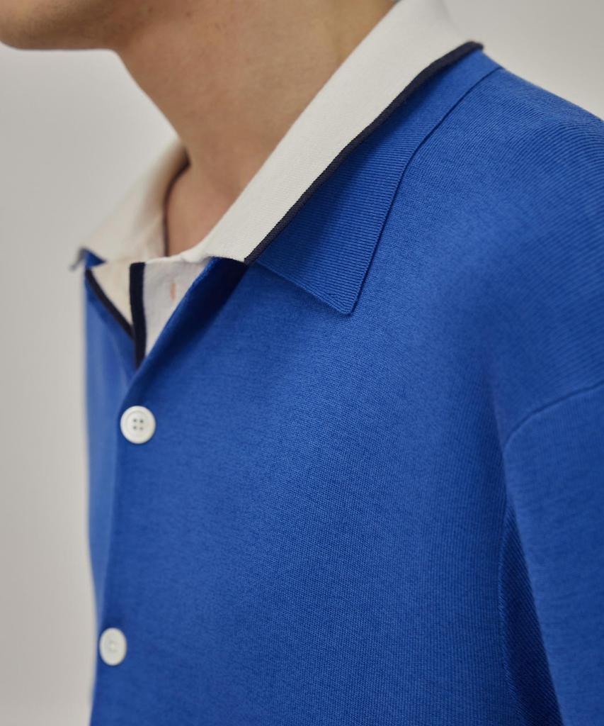 Theknitcompany Reese'S Silk Polo Cardigan - Lapis Blue