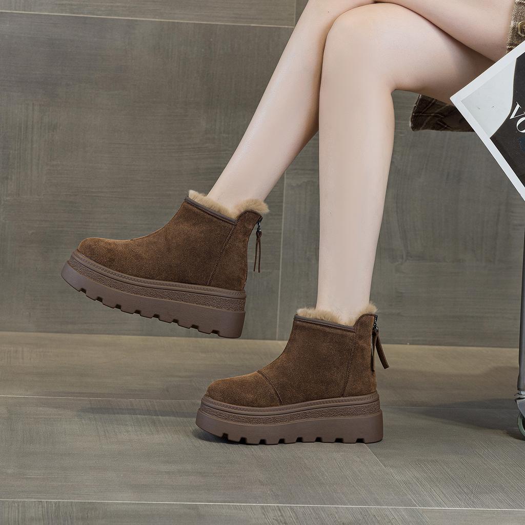 Botas de nieve para mujer 2026 invierno nuevo moda estilo casual versátil cremallera trasera botas de mujer