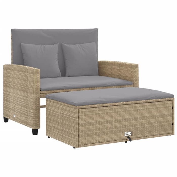 VidaXL Canapé de Jardin avec Coussins 2 Places, Siège avec Repose-pieds, Canapé-lit avec Dossier, Meuble de Terrasse Patio, 365136