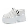 11CM Genuine Leather Synthetic Women 2025 Summer Platform Wedge Brand Weaving Shoes Fashion Casual High Slippers Sandals Hollow