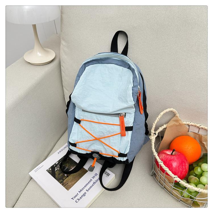 Schoolbag Outdoor Leisure Color Contrast Tide Brand Backpack Lightweight Travel Drawstring Storage Backpack Going Out Cycling Sports Mountaineering