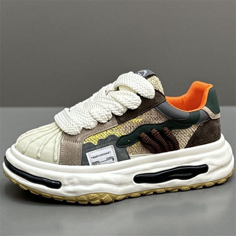 Shell head autumn new thick baseplate shoes color matching casual trendy shoes wear-resistant dad shoes dl