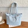 Large Capacity Nylon Tote Bag for Women Lightweight Shopping Shoulder Bag with Multiple Pockets and Zipper Closure for Daily Use
