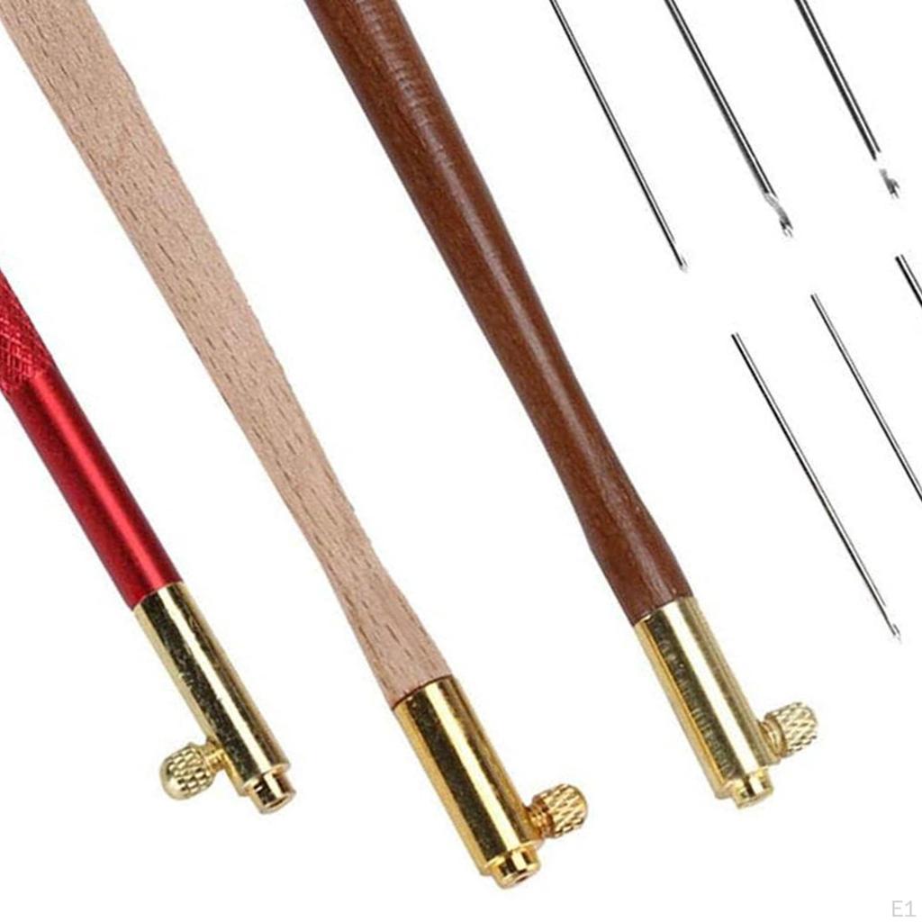 Embroidery Crochet Hooks Craft Tool DIY Non Slip Sewing Professional Ergonomic Wooden Handle Sequin