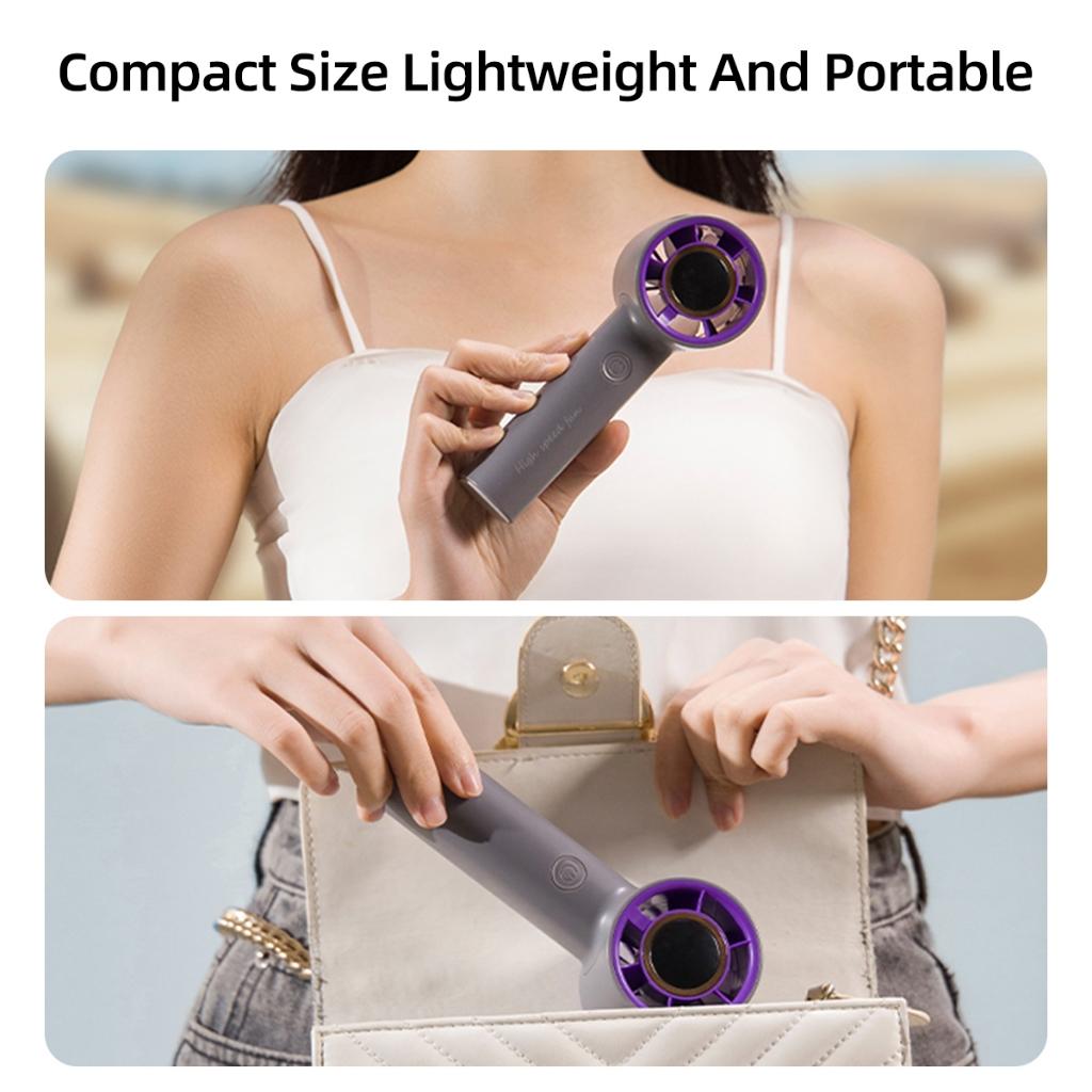 Bærbar vifte Høyhastighets Håndholdt USB-lading Digital skjerm 100-hastighets vind Turbo Liten vifte