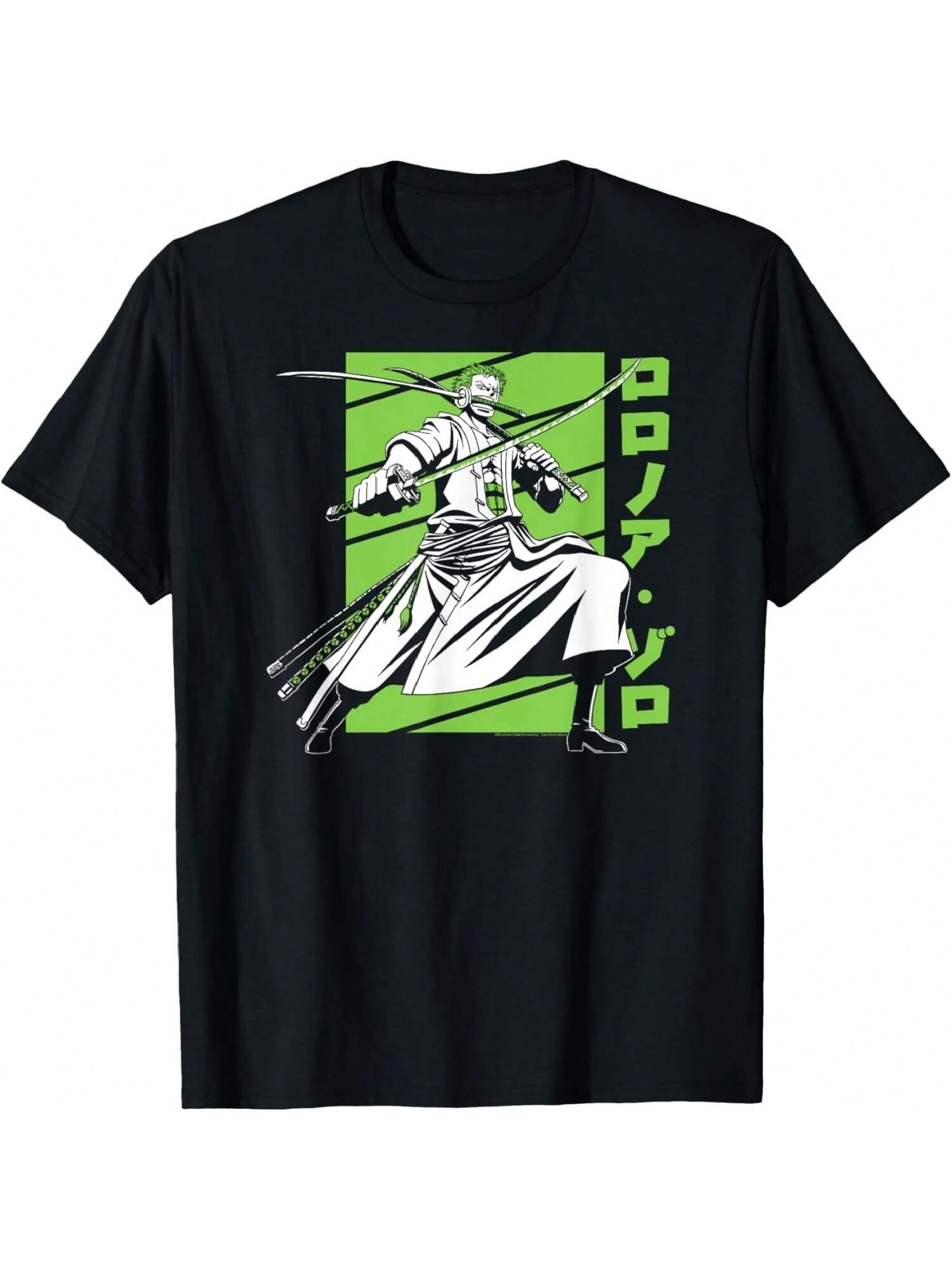 Anime White And Green Roronoa Zoro T-Shirt S разноцветный