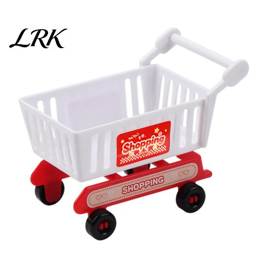 Kids Toy Storage Organizer Supermarket Shopping Cart with Smooth Rolling Wheels & Basket, Toddlers Small Basket for Dolls Pretend Play House