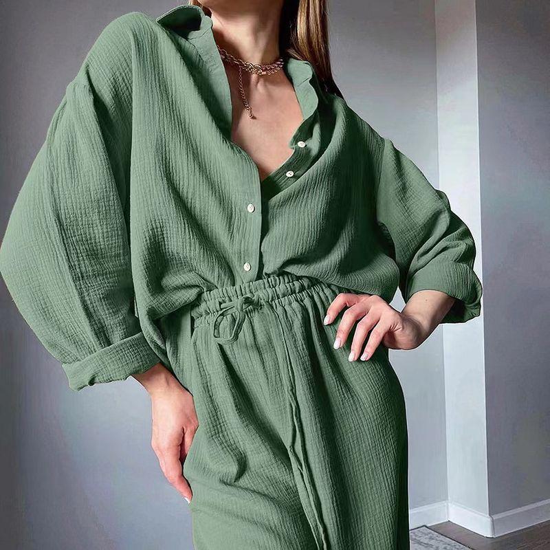 Fashion Style Shirt Pants Suit Fashion Home Wear Oversize Long Sleeve Pant Set