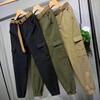 Damen High Waist reine Baumwolle Cargohose mit Gürtel - Koreanischer Stil, Lässige Frühling/Sommer Cropped Hose
