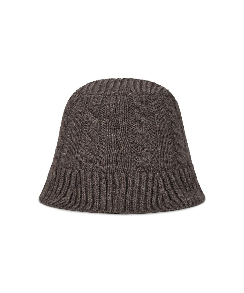 Bajal Va Applique Cable Knit Bucket Hat Brown