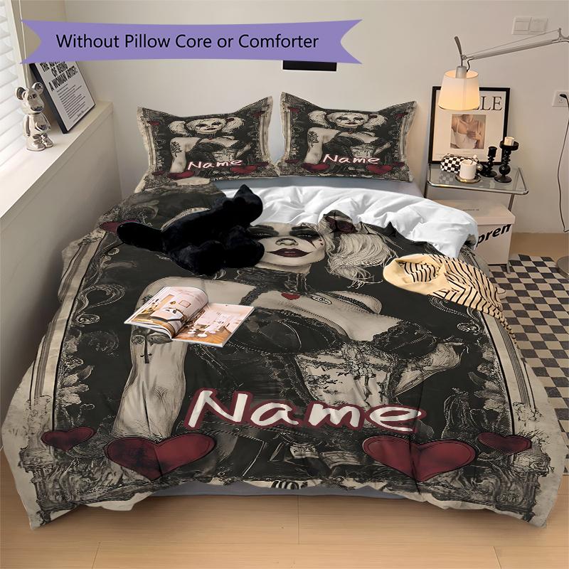 Custom Textile Harley Quinn Bedding 3 Piece Set HD Print Duvet Cover Pillowcases for Teens Adult Bedroom Decoration